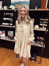 Load image into Gallery viewer, Bradley Bow Accent Cream Corduroy Mini Dress