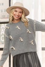 Load image into Gallery viewer, Gray Bow Accent Cozy Sweater (S-3XL)