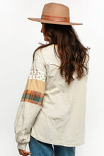 Load image into Gallery viewer, FLORAL CHECK COLOR BLOCK LONG SLEEVE KNIT TOP (S-3XL)