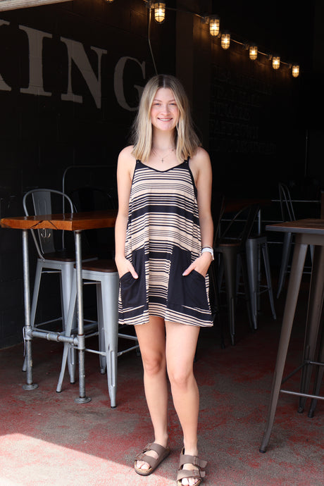 Striped Knit Romper Dress