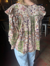 Load image into Gallery viewer, Evergreen Patchwork Blouse Top