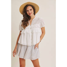 Load image into Gallery viewer, White Feminine Lace Eyelet Top