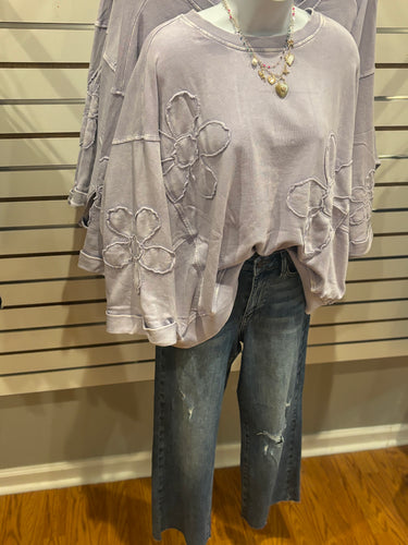 Lavender Floral Patchwork Pullover (S-3XL)