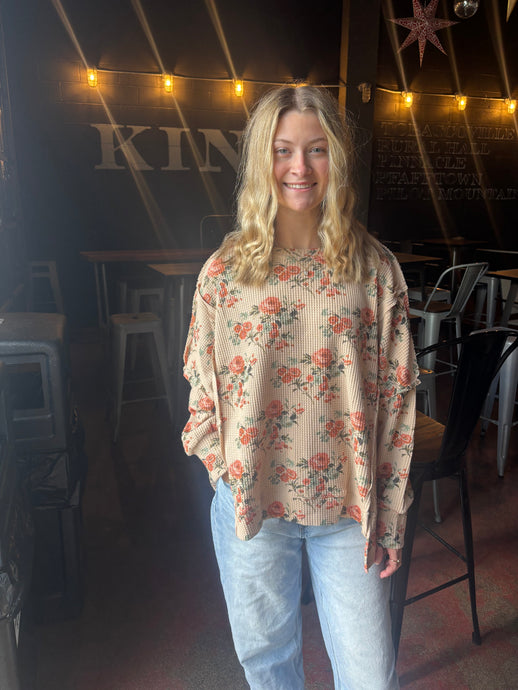 Mocha and Rose Waffle Knit Pullover (S-3XL)