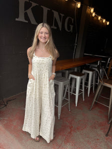 Dusty Yellow Floral Jumpsuit (S-3XL)