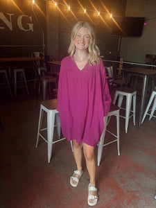 Eggplant Washed Gauze Shirt Dress (S-3XL)