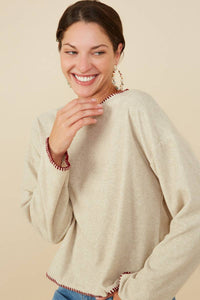 Burgundy Stitch Detailed Sweater
