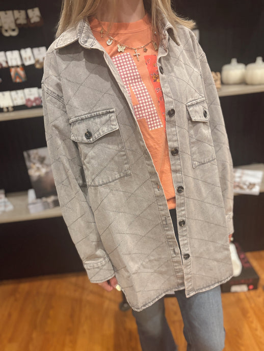 Dusty Gray Denim Shacket (S-3XL)