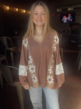 Load image into Gallery viewer, Waffle Knit Lace Flower Pullover Top (S-3XL)
