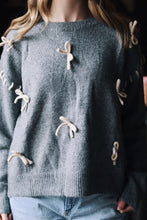 Load image into Gallery viewer, Gray Bow Accent Cozy Sweater (S-3XL)