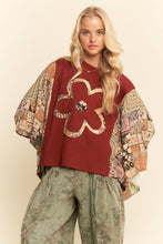 Load image into Gallery viewer, BOHO PATCHWORK KNIT TOP WITH FLOWER (S-3XL)