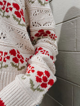 Load image into Gallery viewer, Floral Detail Knit Sweater Cardigan in Oatmeal