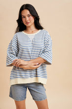 Load image into Gallery viewer, STRIPED FRENCH TERRY TOP: SOFT BLUE