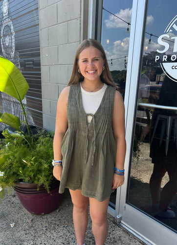 Marris Olive Green Denim Romper (S-3XL)