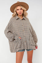 Load image into Gallery viewer, BUTTON DOWN PLAID SMOCKED POCKET SHIRTS: (S-3XL)