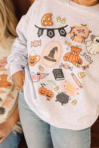 Boo Halloween Collage Graphic Sweatshirt