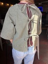 Load image into Gallery viewer, Olive Denim Bouse with Bow Back Detail (S-XL)