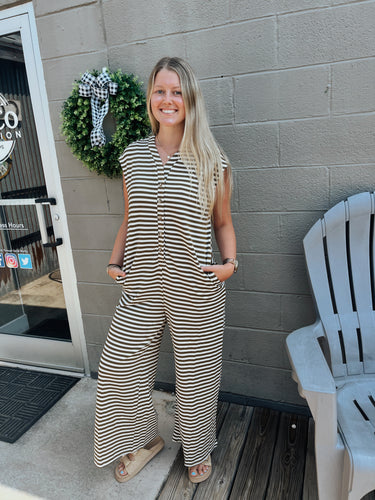 Chocolate Striped Relaxed Fit Jumpsuit (S-XL)