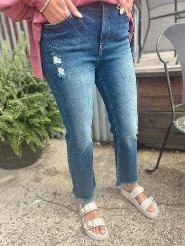 Ellie Dark Washed Cropped Denim (0-38)