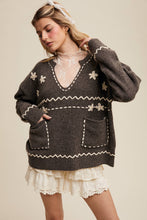 Load image into Gallery viewer, Floral Embroidered Knit Sweater in Barnwood Red