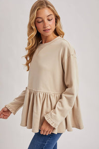 Babydoll Peplum Hem Sweatshirt Top
