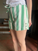 Load image into Gallery viewer, STRIPED DENIM SHORTS WITH DRAWSTRING