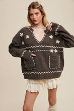 Load image into Gallery viewer, Floral Embroidered Knit Sweater in Barnwood Red