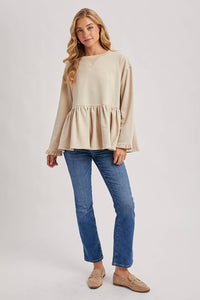 Babydoll Peplum Hem Sweatshirt Top