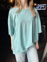 Load image into Gallery viewer, Charlie Oversized Acid Wash Tee in Dusty Teal (S-3XL)