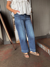 Load image into Gallery viewer, Dark Wash Pintuck Wide Leg Denim (Reg &amp; Plus)