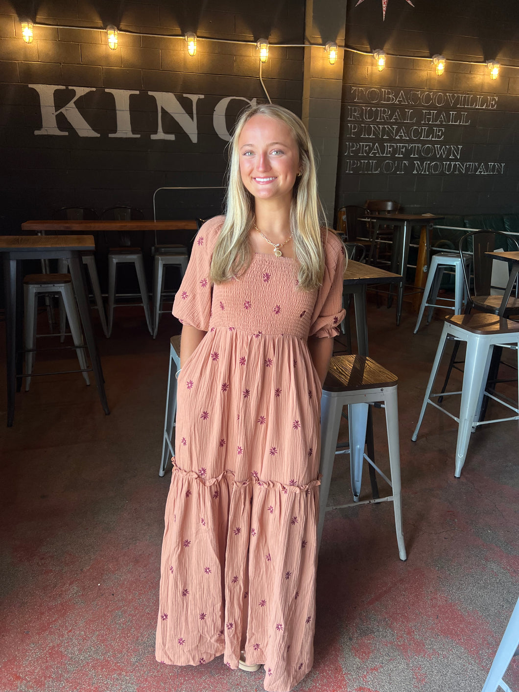 Cinnamon Floral Embroidered Dress