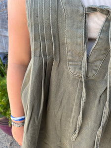 Marris Olive Green Denim Romper (S-3XL)