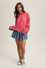 Load image into Gallery viewer, Cherry &amp; Hibiscus Stripe Top