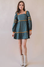 Load image into Gallery viewer, Printed Ruffle Detail Dress in Deep Teal