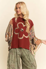 Load image into Gallery viewer, BOHO PATCHWORK KNIT TOP WITH FLOWER (S-3XL)