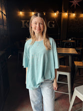 Load image into Gallery viewer, Charlie Oversized Acid Wash Tee in Dusty Teal (S-3XL)