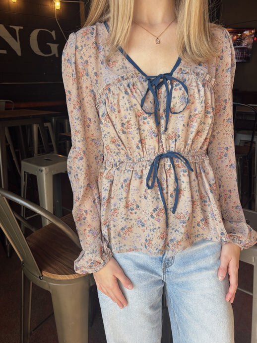 ROMANTIC FLORAL CHIFFON BLOUSE