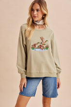 Load image into Gallery viewer, EMBROIDERED MALLARD DUCK SWEATSHIRT: LIGHT OLIVE