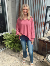 Load image into Gallery viewer, Flowy Basic Split Neck Oversized Top (S-3XL) | Autumn Rose