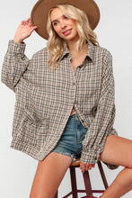 Load image into Gallery viewer, BUTTON DOWN PLAID SMOCKED POCKET SHIRTS: (S-3XL)