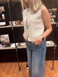 Jane Tie Front Sweater Vest in Beige