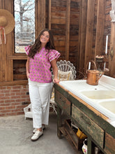 Load image into Gallery viewer, Pretty in Pink Floral Woven Blouse Top