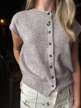 Load image into Gallery viewer, Taupe Short-Sleeve Sweater Cardigan Top (S-3X)