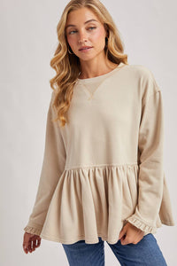Babydoll Peplum Hem Sweatshirt Top