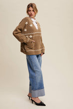 Load image into Gallery viewer, Floral Embroidered Knit Sweater in Barnwood Red