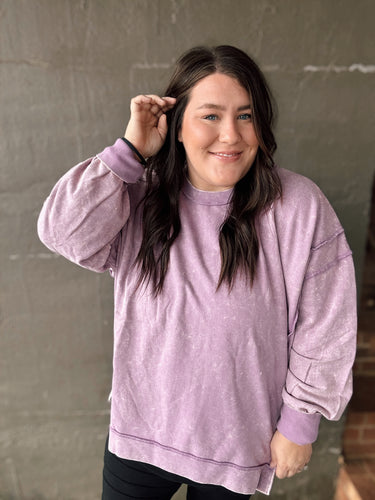 Macie Mineral Wash Sweatshirt in Violet