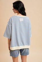 Load image into Gallery viewer, STRIPED FRENCH TERRY TOP: SOFT BLUE