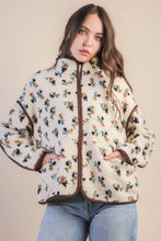 Load image into Gallery viewer, Oversized Floral Printed Casual Fleece Jacket in Cream Floral (S-3XL)