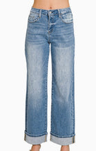 Load image into Gallery viewer, Medium Wash Cuffed Flare Denim