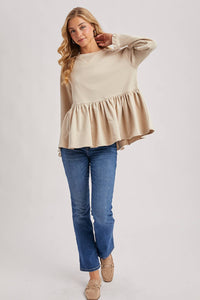 Babydoll Peplum Hem Sweatshirt Top